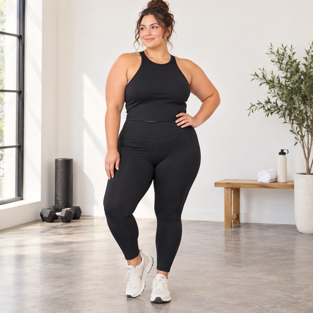 All in Motion High Neck Racerback Tank Top Black Plus Size 2X NWT W90013